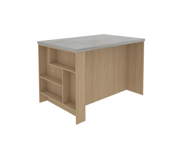 Остров 1200 с полкой и столешницей, Женева, Серый Каспий 3087