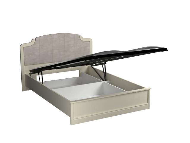 Кровать Люкс 1400 с подъемным механизмом, Сиена (1594*2110*1090), Береза бежевая Велюр