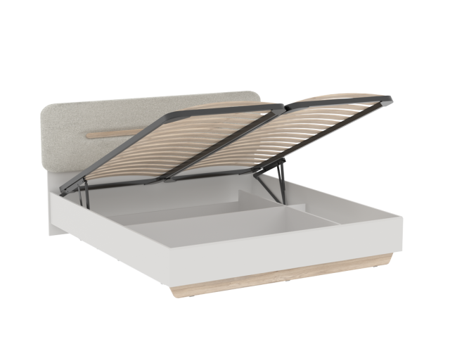 Кровать 1800 со светлой мягкой вставкой и подъемным механизмом, Аврора (1956*2063*1049) Дуб Мария/Кашемир