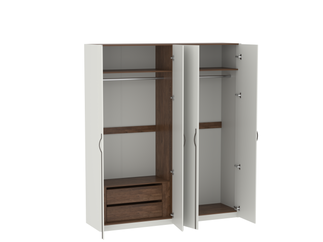 Шкаф 4-дверный с доп. ящиками, Легаси (1894*519*2204) Дуб Каселла коричневый/Экокожа Мокко