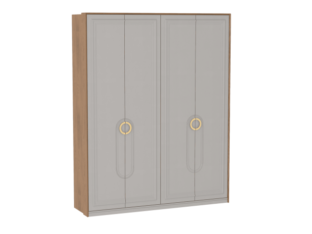 Шкаф 4-дверный с декор обкладом, Палермо (1832*533*2304) Дуб Каселла коричневый/Экокожа Мокко