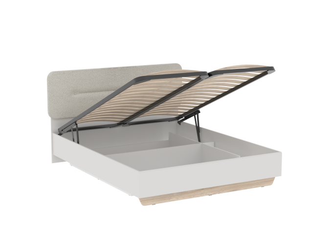 Кровать 1600 со светлой мягкой вставкой NEW и подъемным механизмом, Аврора Дуб Мария/Кашемир