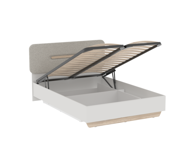 Кровать 1400 с темной мягкой вставкой и подъемным механизмом, Аврора (1556*2063*1049) Дуб Мария/Кашемир
