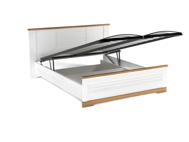 Кровать 1600 с подъемным механизмом, Кантри (1880*2095*1008) Сосна Андерсен, Орех риббек натуральный