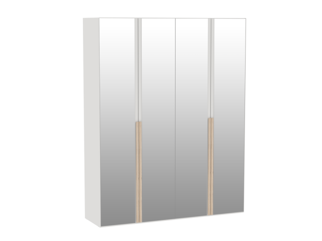 Шкаф 4-дверный с зеркальными дверями, Аврора (1812*522*2304) Дуб Мария/Кашемир
