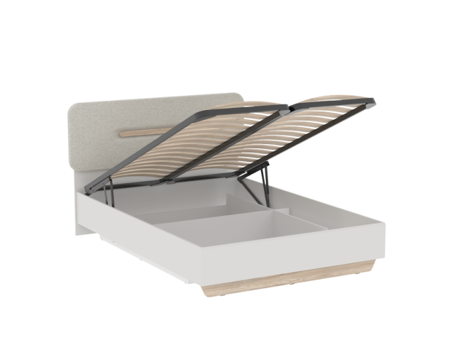 Кровать 1400 со светлой мягкой вставкой и подъемным механизмом, Аврора (1556*2063*1049) Дуб Мария/Кашемир
