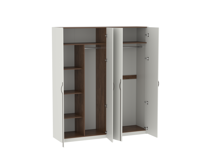 Шкаф 4-дверный с доп. средником, Легаси (1894*519*2204) Дуб Каселла коричневый/Экокожа Мокко