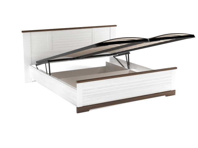 Кровать 1800 с подъемным механизмом, Кантри (2080*2095*1008) Сосна Андерсен, Орех риббек темный