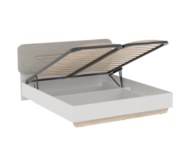 Кровать 1800 с темной мягкой вставкой и подъемным механизмом, Аврора (1956*2063*1049) Дуб Мария/Кашемир
