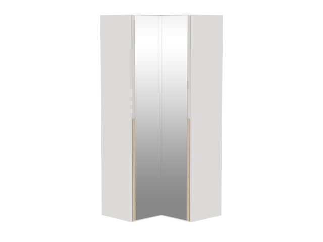 Шкаф угловой с зеркальными дверями, Аврора (978*978*2304) Дуб Мария/Кашемир