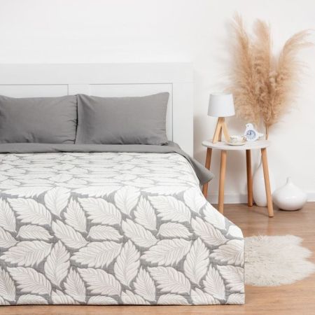 Покрывало  хлопковое Этель "Листопад"  (200*240) Белый,Серый, 7548527