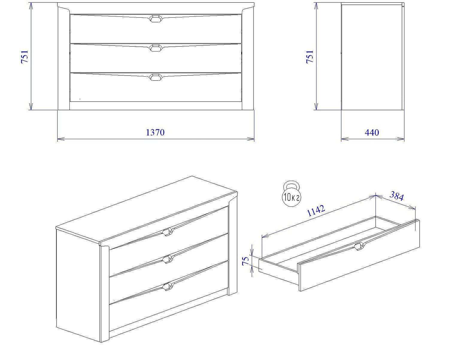 Комод Prime, Гарда (1370*440*751) Дуб Винтерберг, 12403