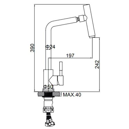 Смеситель Кухня LEDEME d-35 (197*390) Сатин, 54991