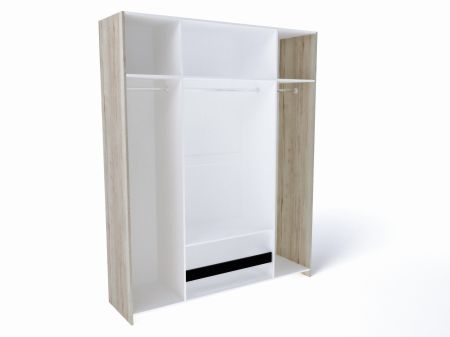 Шкаф 4-х дверный с декоративным обкладом, Мале (1892*544*2316) Дуб галифакс белый