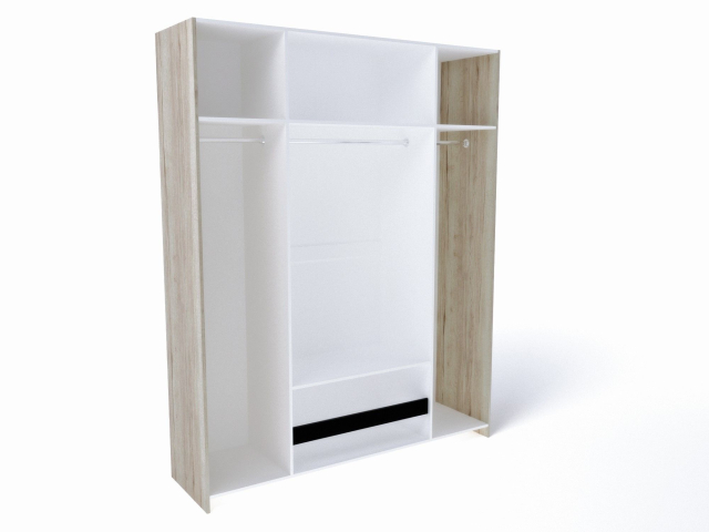 Шкаф 4-х дверный с декоративным обкладом, Мале (1892*544*2316) Дуб галифакс белый