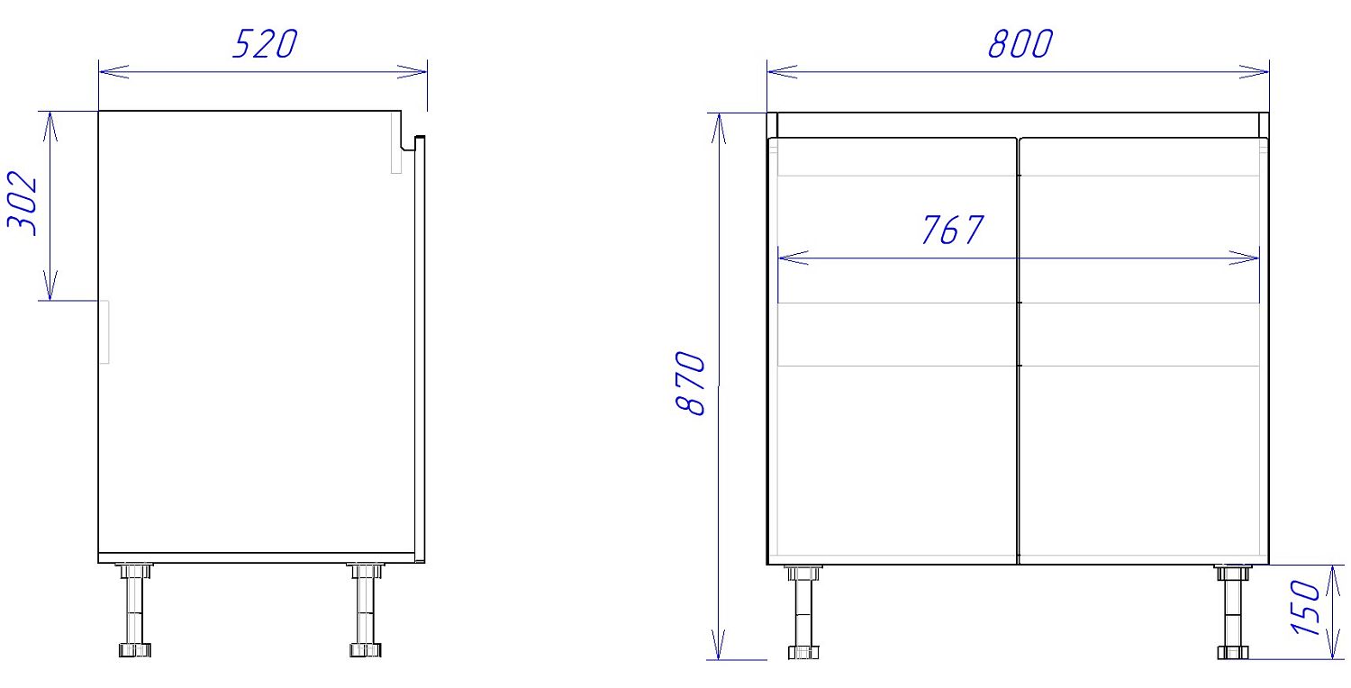 Стол под мойку СМ-80, Женева (800*520*870) Дуб Палермо/Белый матовый, 22411