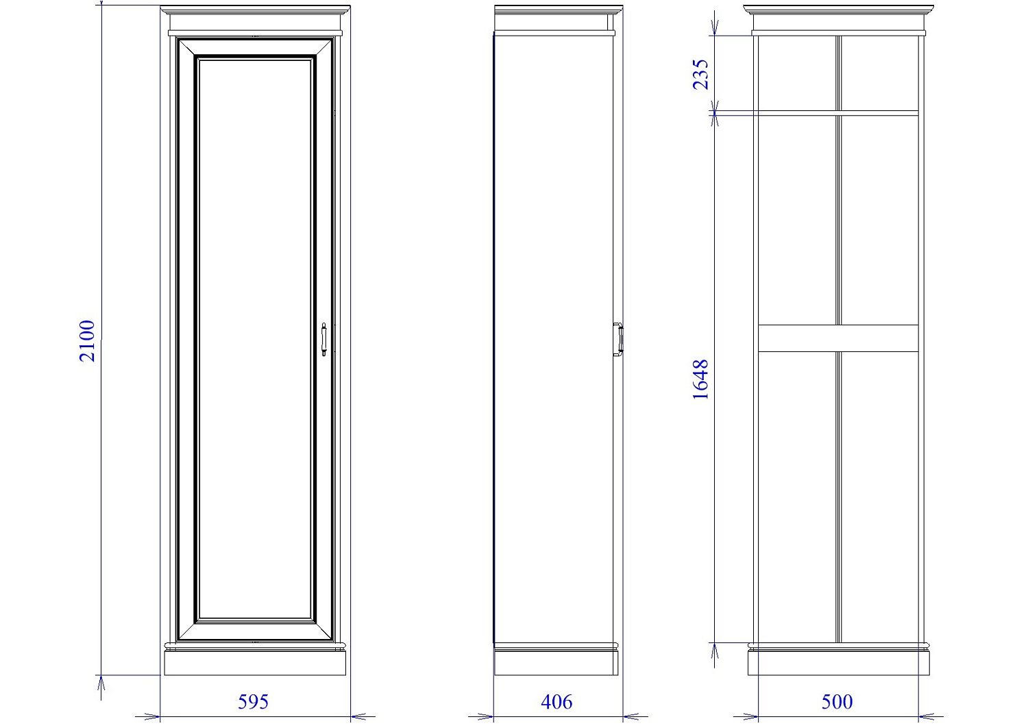 Шкаф для одежды 1-но дверный, Сиена (595*406*2100) Береза бежевая, 31803