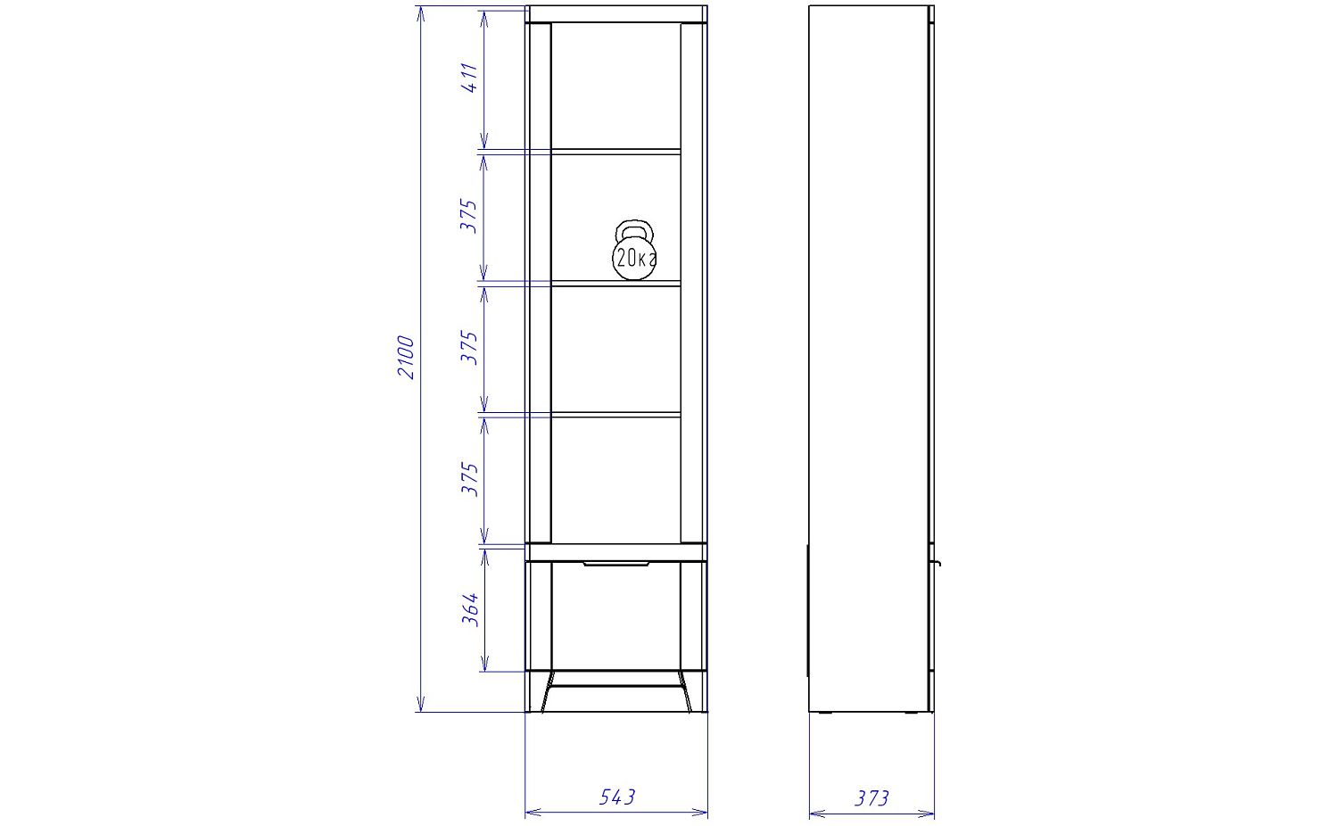 Стеллаж, Юта (543*397*2100) Дуб Мария, 31701