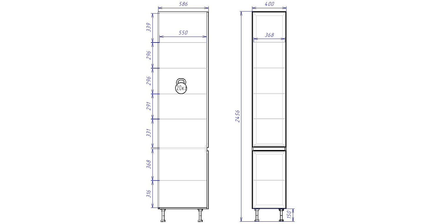 Пенал ПС-40В, Женева (400*586*2456) Дуб Палермо, 21951