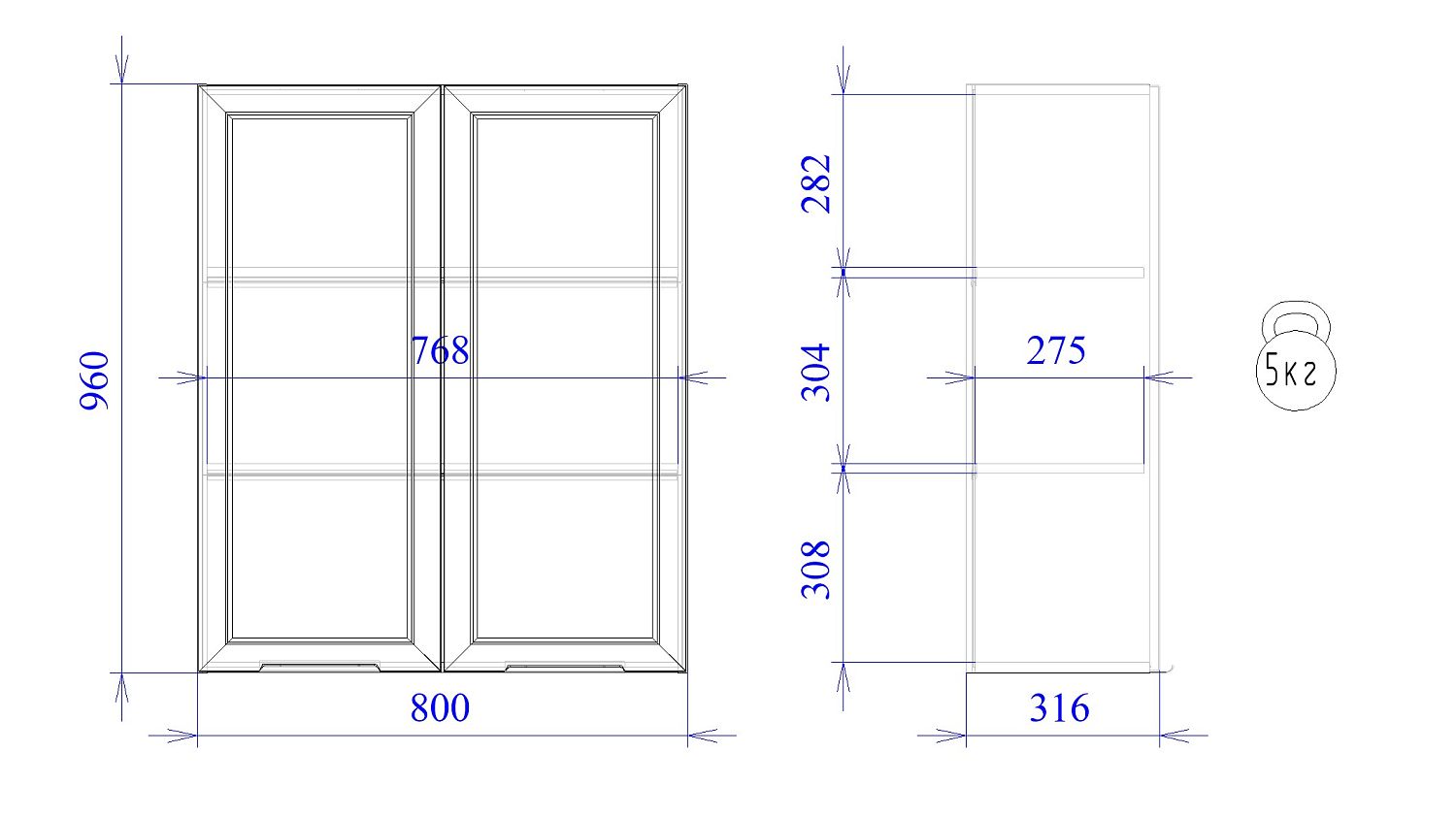 Шкаф 960 ШСТ-80, Ватель (800*316*960) Черный, 23370