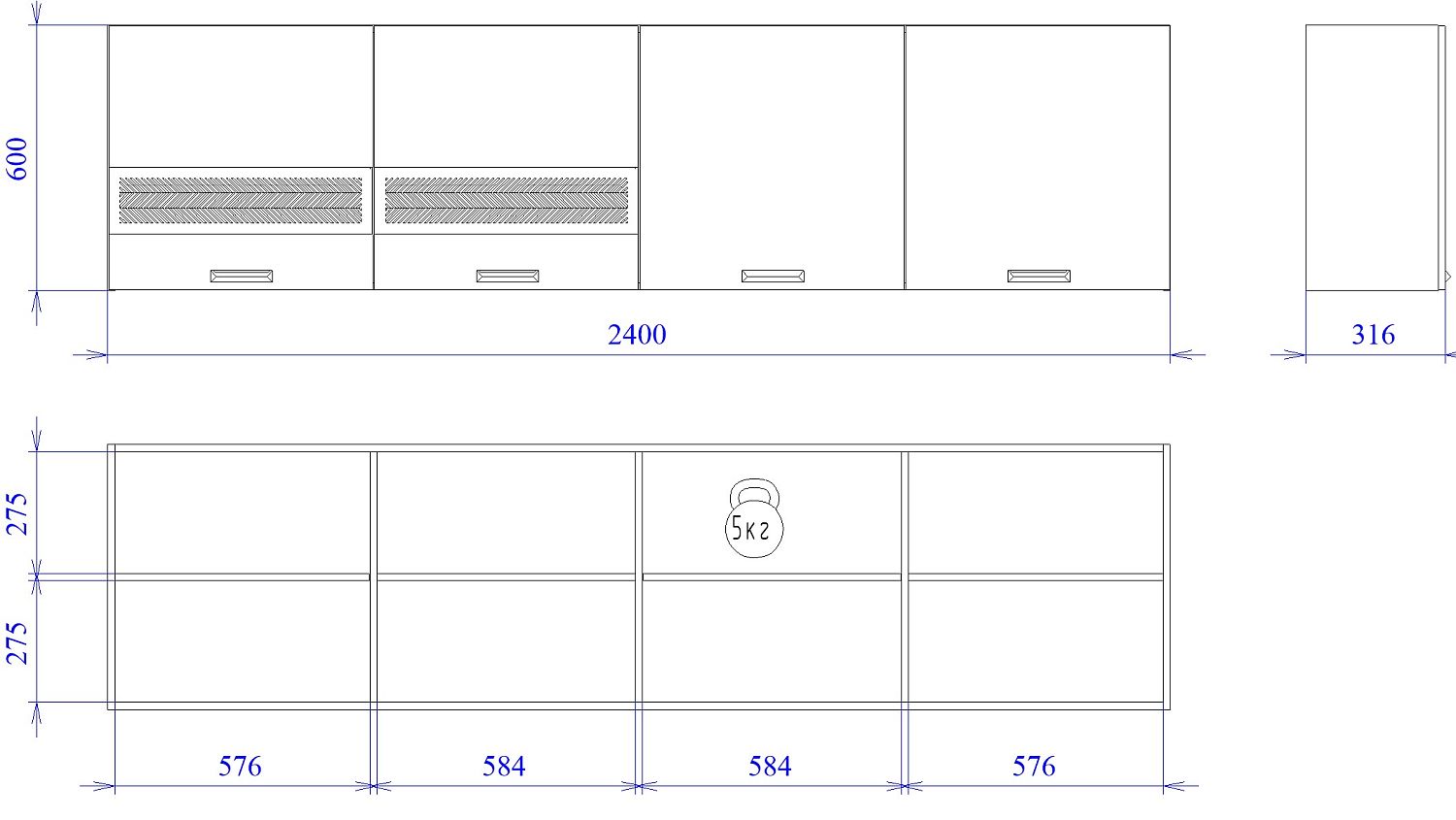 Шкаф ШСТ-240, Смарт (2400*316*600) Серый, 22610
