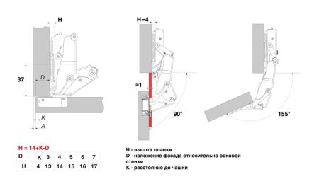 Мебельная петля, H603A02/6014
