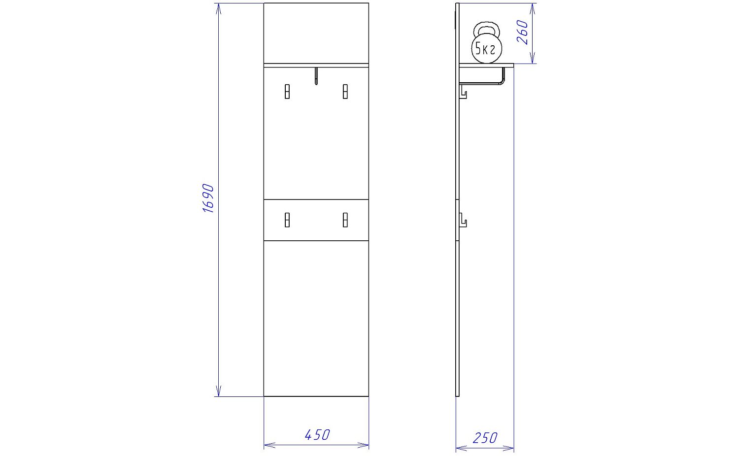Вешалка 450 ПХ-11, Ханна (450*250*1690) Дуб галифакс Табак, 50311