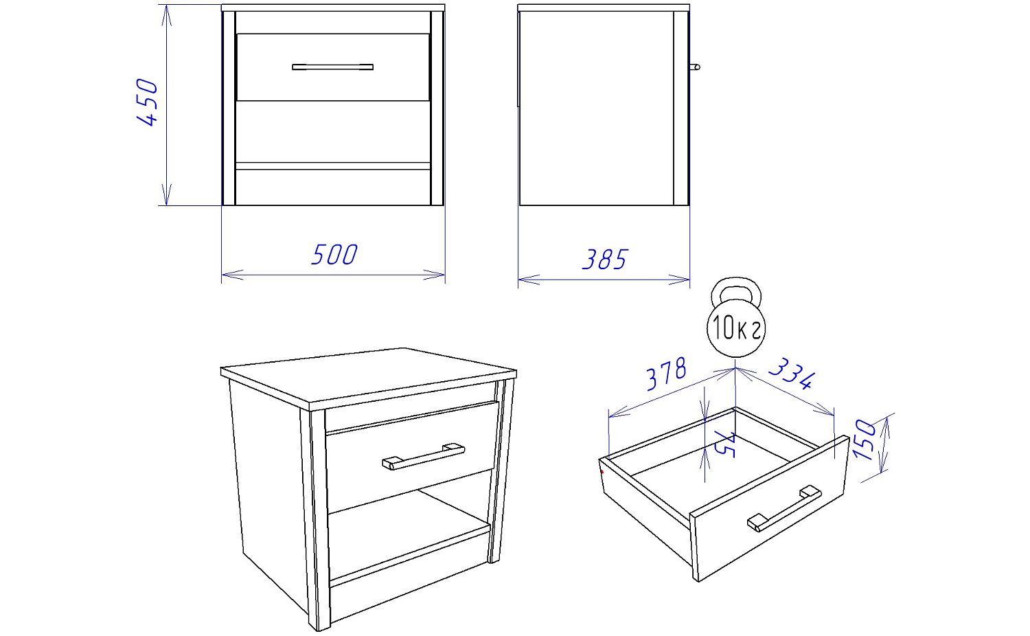 Тумба прикроватная NEW, Денвер (500*381*450) Риббек серый, 11720