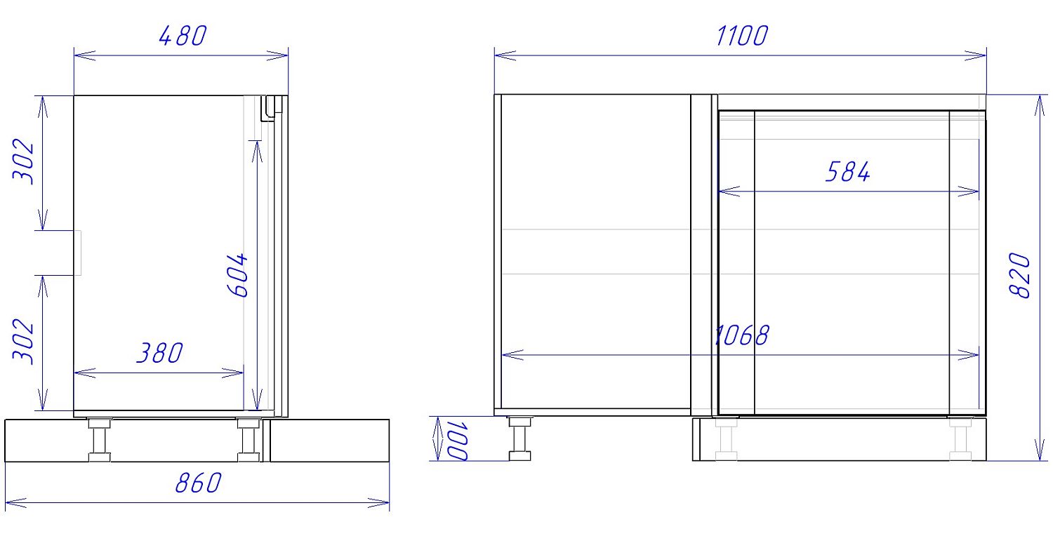 Стол под мойку угловой СМУ-120 правый, Сити (1100*470*820) Дуб Галифакс натуральный, 20843