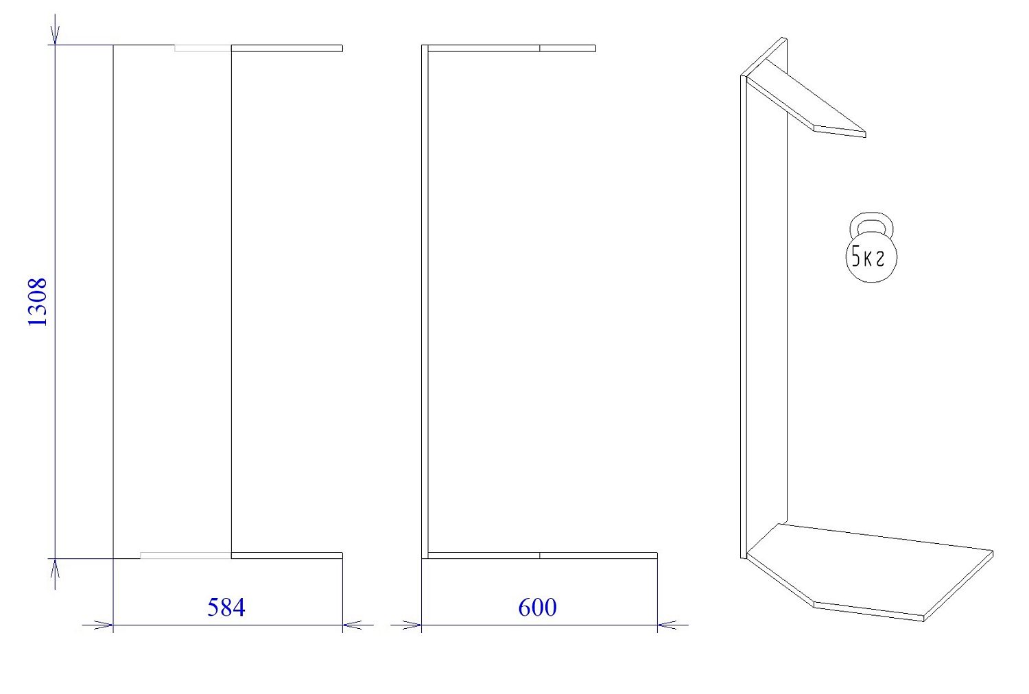 Пенал-надстройка угловая ПНУ-600 (720), Корпус кухни (600*600*1308) Белый, 21395