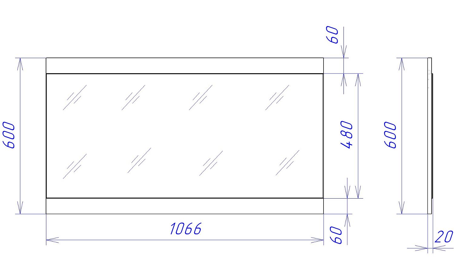 Зеркало малое, Гарда (1066*20*600) Дуб галифакс Табак, 10202