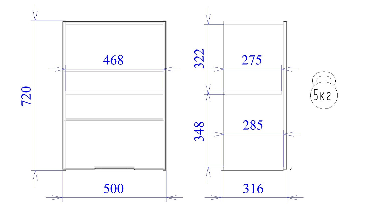 Шкаф  ШГ-50, Ватель (500*316*720) Дуб рейка шоколад, 23344