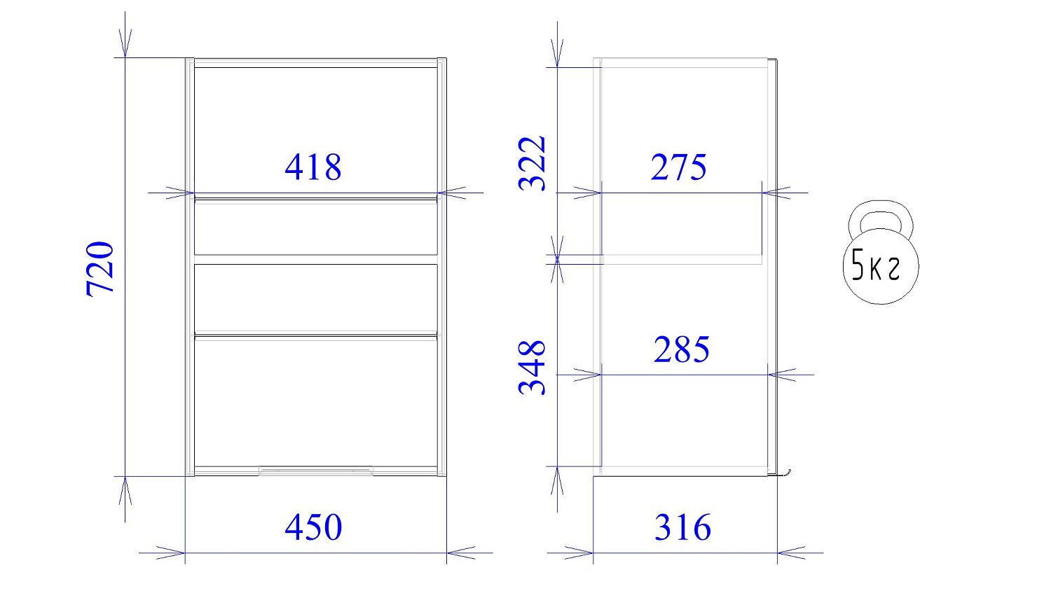 Шкаф  ШГ-45, Ватель (450*316*720) Дуб рейка шоколад, 23343