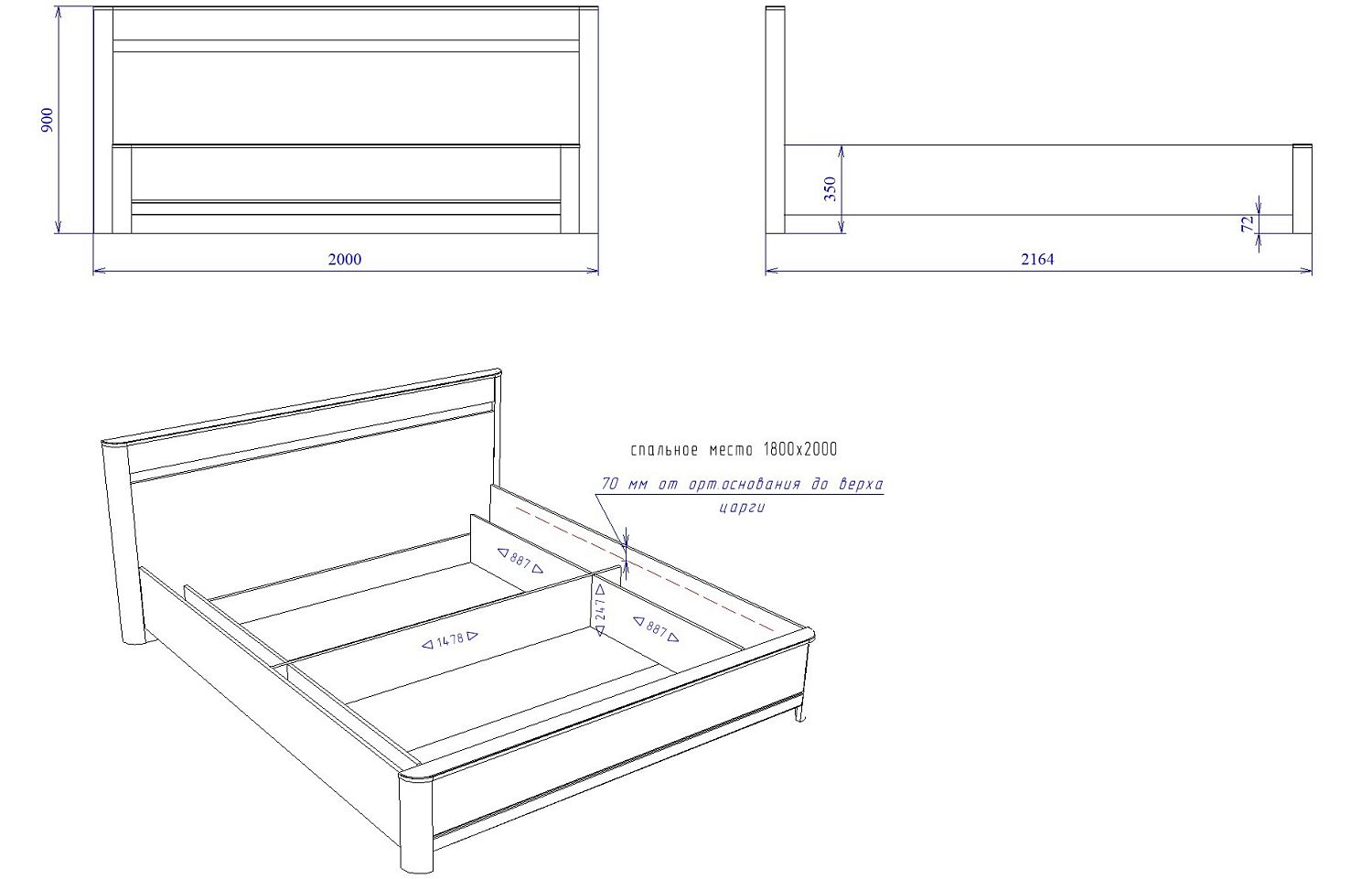Кровать 1800 с подъемным механизмом, Лацио (2000*2164*900) Серый камень