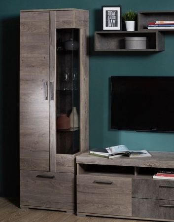 Пенал Д-3л со стеклом левый, Денвер (600*377*2020) Риббек серый, 31305