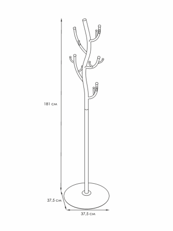 Вешалка напольная "Дерево" (Черный) (37,5*37,5*181) Черный, ВНП 211 Ч