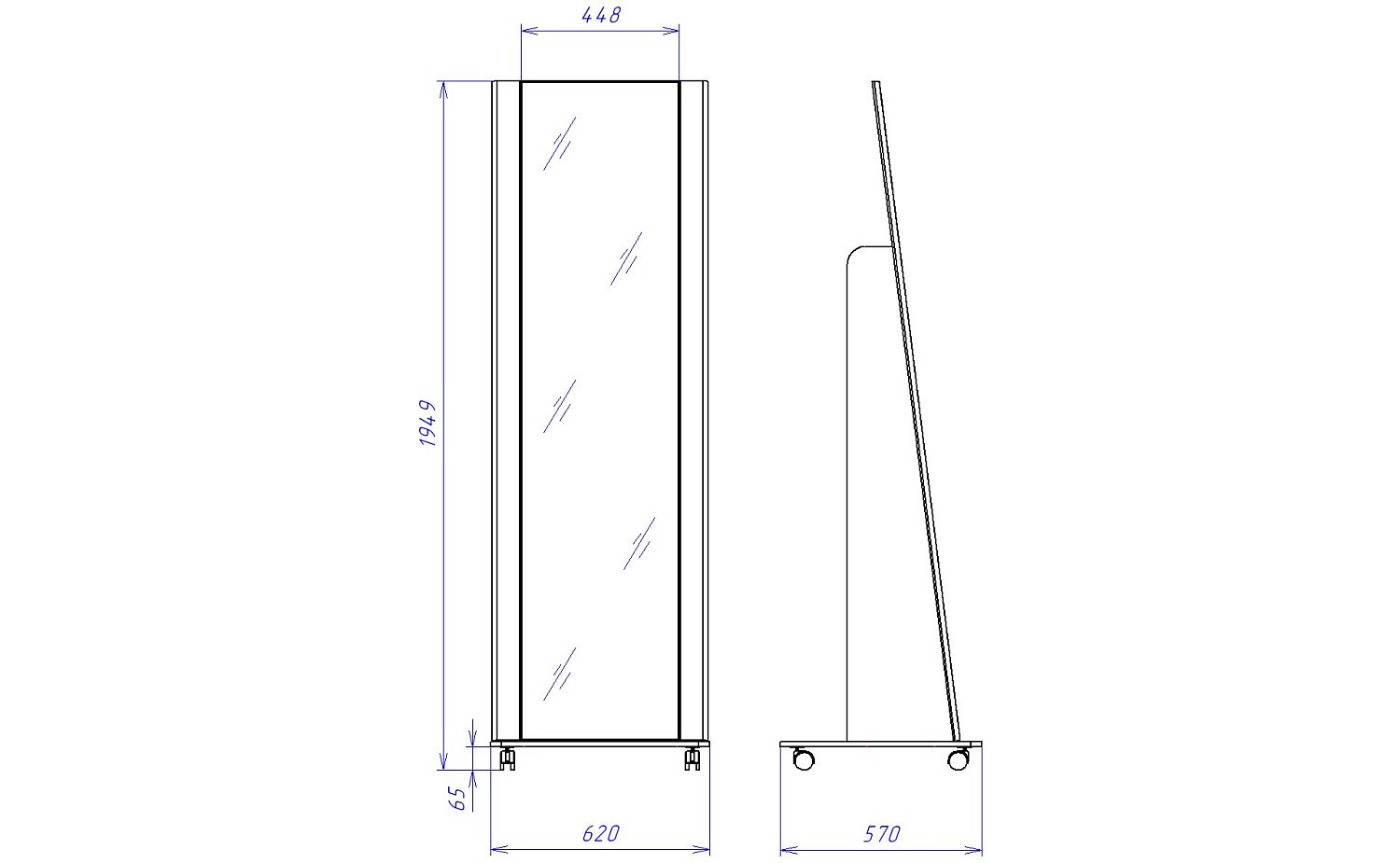 Зеркало  напольное, Юта (620*570*1949) Дуб Мария, 12217