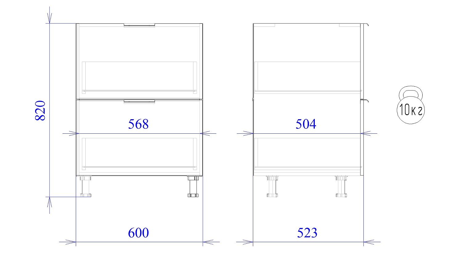 Стол с ящиками СЯ-2-60 , Монза (600*523*820) Экокожа Бежевый, 23122