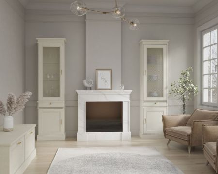 Пенал со стеклом, Сиена (595*406*2100) Береза бежевая, 31802