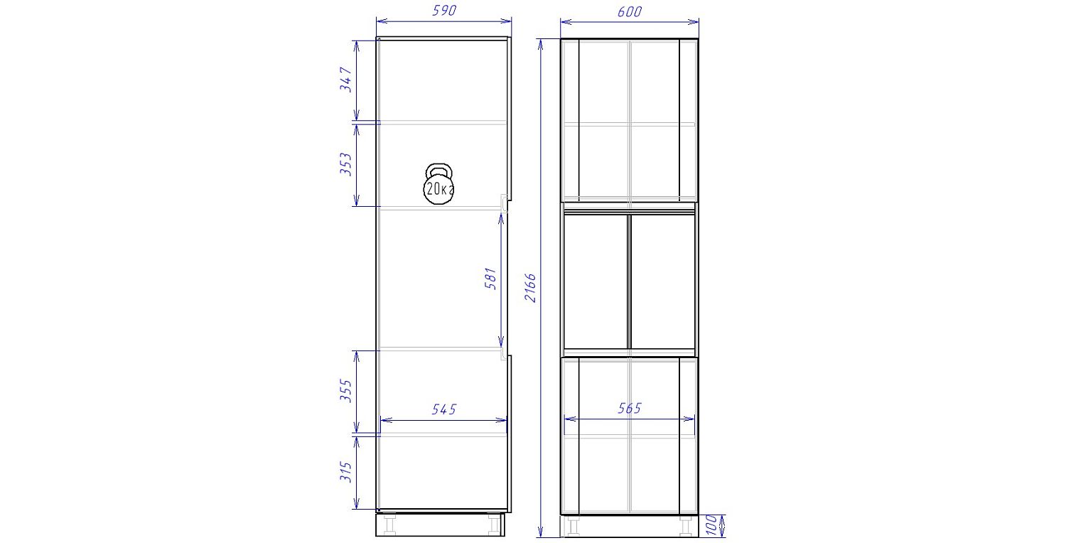 Пенал ПГ-60, Сити (600*590*2166) Дуб Галифакс натуральный, 20817