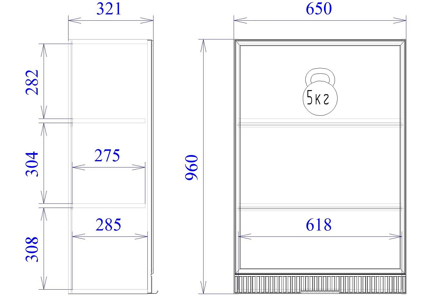 Шкаф 960 ШГ-65, Берта (650*321*960) Светлый Мокко, 22956