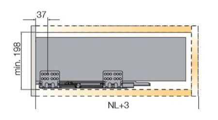 Выдвижной ящик с тонкой стенкой Titus Tekform slimline DW145 500 мм, цвет антрацит. Арт: 655-8G50-185-00, 655-8G50-185-00