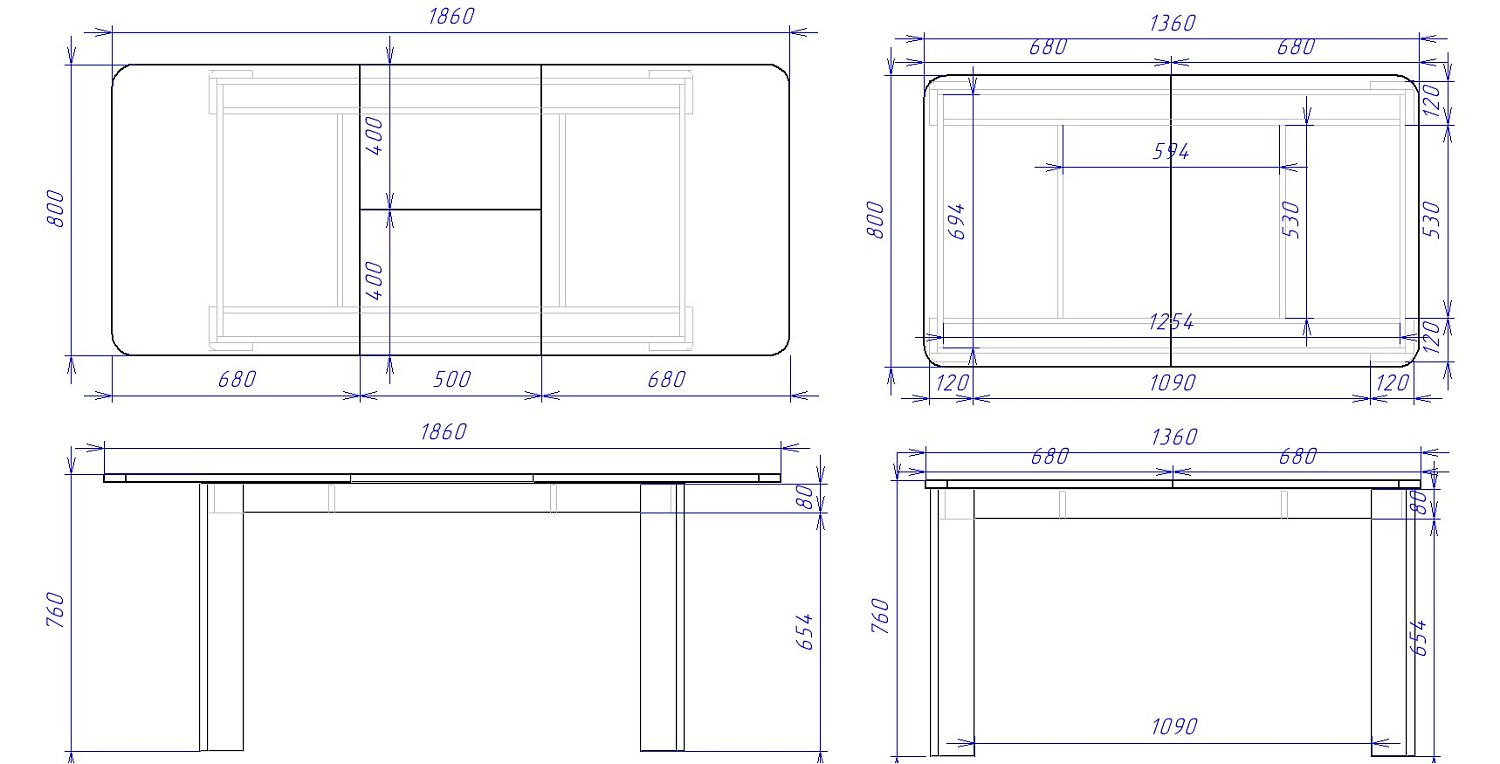 Стол обеденный раздвижной, Сити (1360*800*760) Дуб Галифакс натуральный, 70304