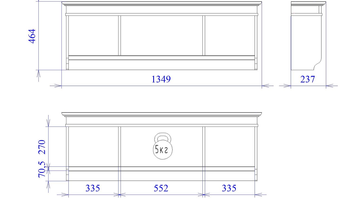 Полка навесная, Сиена (1349*237*464) Береза бежевая, 31808