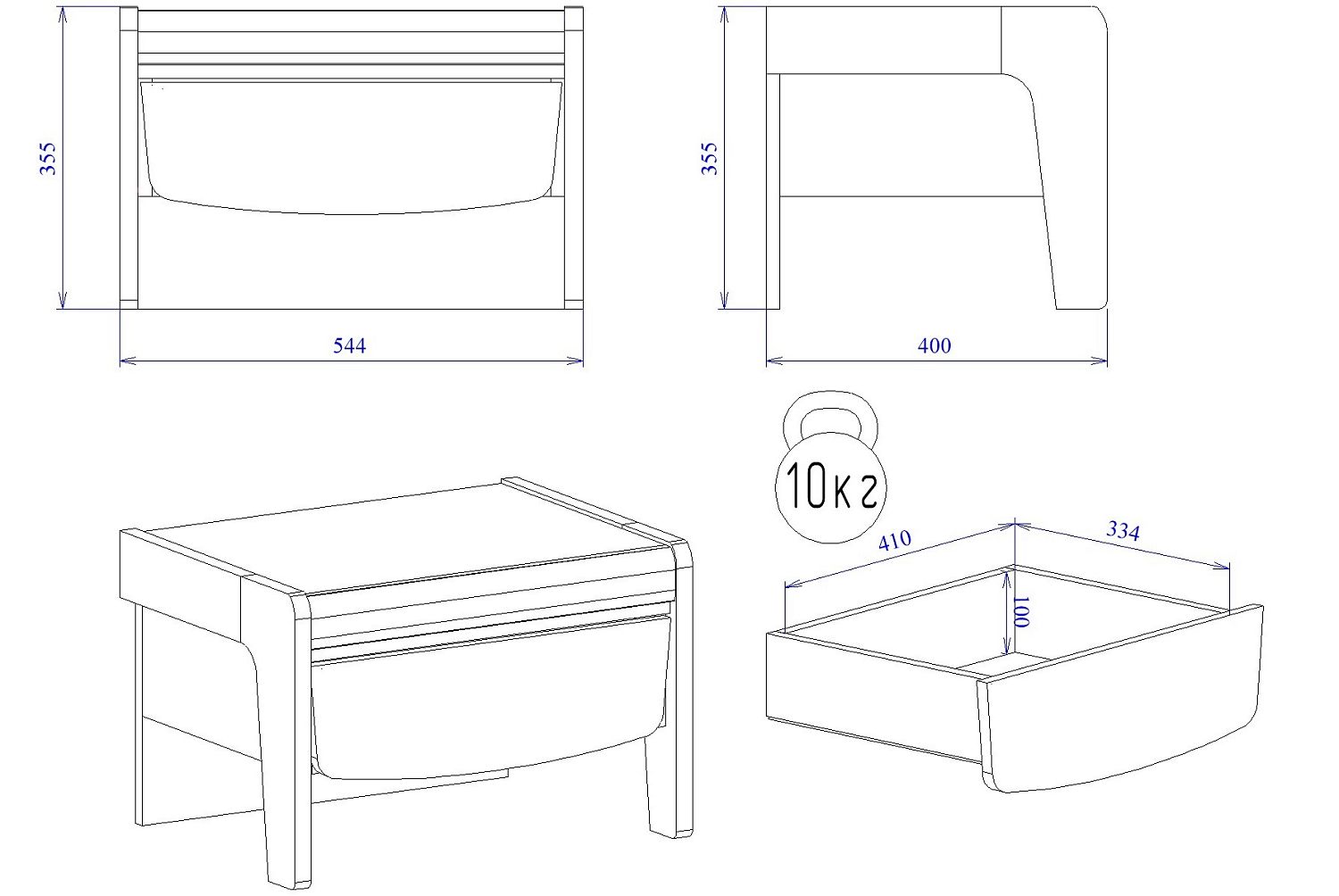 Тумба прикроватная, Мале (544*400*355) Дуб галифакс белый, 11209
