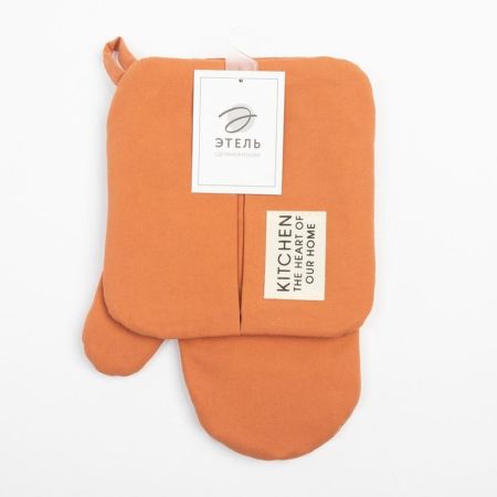 Набор кух. Этель Kitchen,  варежка-прихватка 18х29 см, прихватка 19х19 см Оранжевый, 7866019