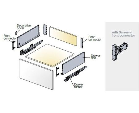 Выдвижной ящик Tekform Slimline Tacto DW145 450 мм, антрацит, 655-8G62-185-00