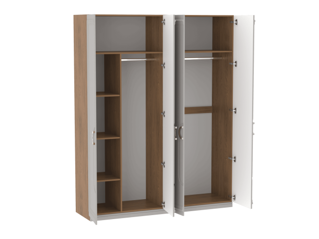 Шкаф 4-дверный с доп. средником, Палермо (1800*537*2284) Дуб Каселла коричневый/Экокожа Мокко