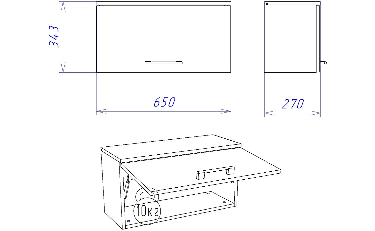 Шкаф-полка Д-9 навесная, Денвер (650*270*343) Дуб Веллингтон, 31412