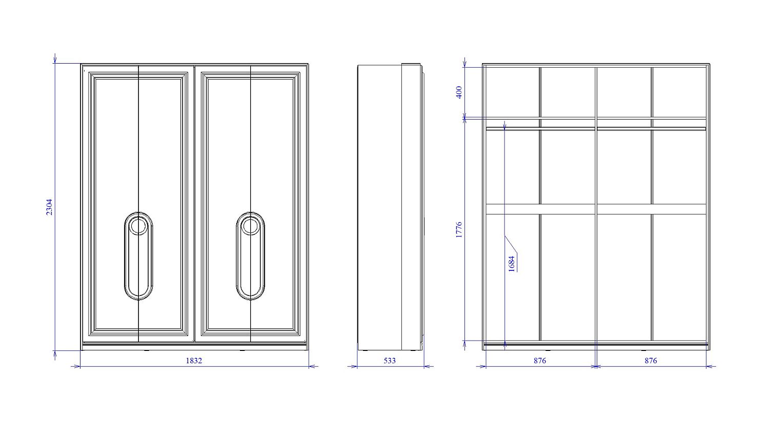 Шкаф 4-дверный с декор обкладом, Палермо (1832*533*2304) Дуб Каселла коричневый/Экокожа Мокко